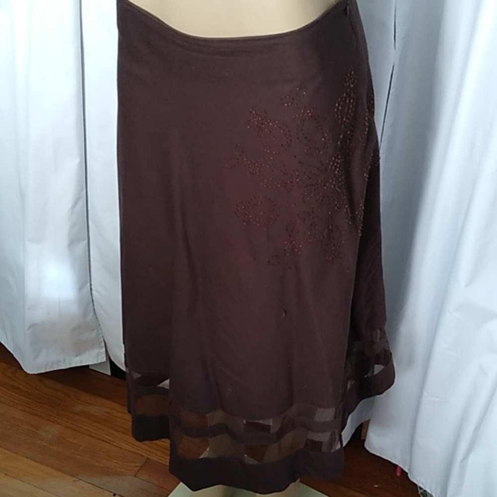 New Season midi skirt with beading and mesh inlay - size L